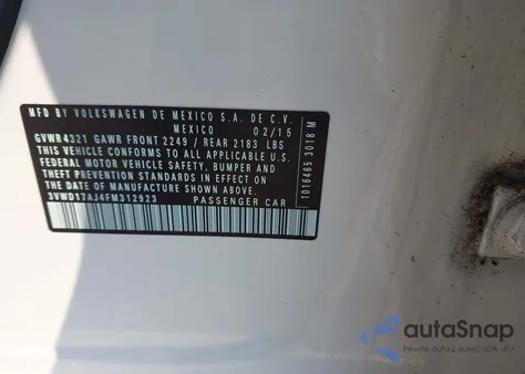 2015 Volkswagen Jetta 1.8T Se из США, поврежденный, VIN 3VWD17AJ4FM312923